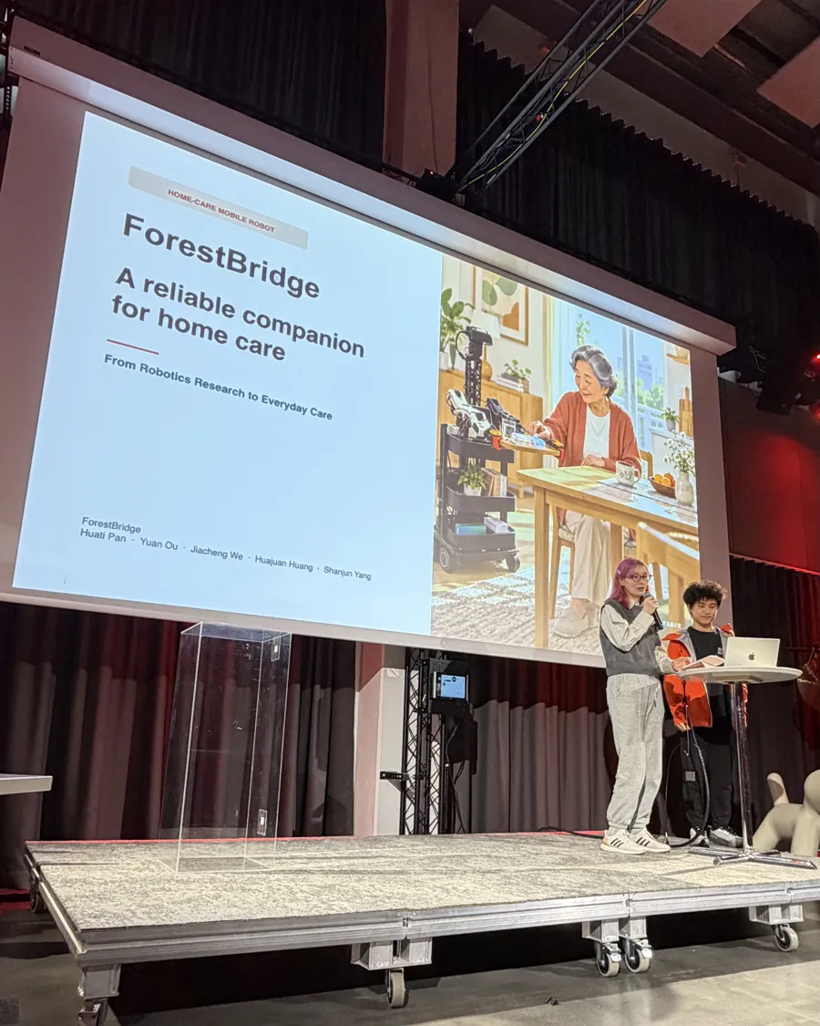 ForestBridge presenting their home care robot on stage